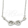 Collares con Dije 04.336.0078.16 Plata Rodinada, Diseño de Infinito, con Blanca Zirconia Cubica, Pulido, Rodinado (01 MM Thickness, 16 Inches Length)