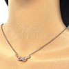 Collares con Dije 04.336.0078.1.16 Plata Rodinada, Diseño de Infinito, con Blanca Zirconia Cubica, Pulido, Tono Rosado (01 MM Thickness, 16 Inches Length)