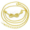 Collares con Dije 04.336.0078.2.16 Plata Rodinada, Diseño de Infinito, con Zirconia Cubica Blanca, Pulido, Tono Dorado (Grosor 01 MM, 16 Pulgadas de Largo)