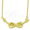 Collares con Dije 04.336.0078.2.16 Plata Rodinada, Diseño de Infinito, con Zirconia Cubica Blanca, Pulido, Tono Dorado (Grosor 01 MM, 16 Pulgadas de Largo)