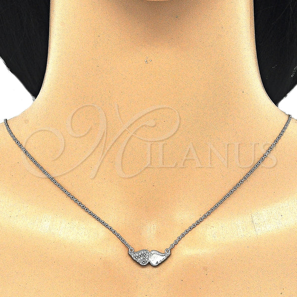 Collares con Dije 04.336.0080.16 Plata Rodinada, con Zirconia Cubica Blanca, Pulido, Rodinado (Grosor 02 MM, 16 Pulgadas de Largo)