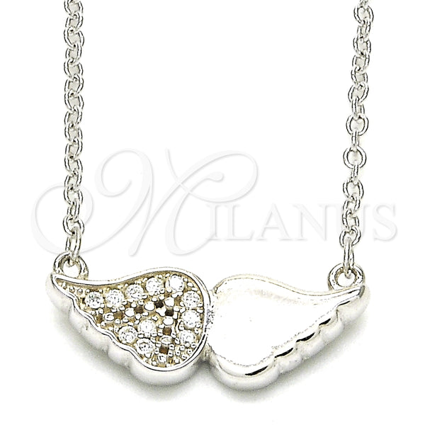 Collares con Dije 04.336.0080.16 Plata Rodinada, con Zirconia Cubica Blanca, Pulido, Rodinado (Grosor 02 MM, 16 Pulgadas de Largo)