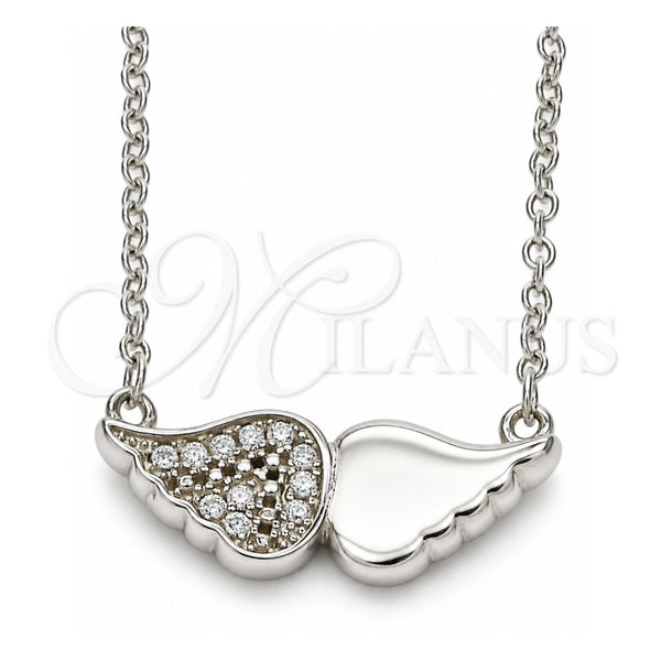 Collares con Dije 04.336.0080.16 Plata Rodinada, con Zirconia Cubica Blanca, Pulido, Rodinado (Grosor 02 MM, 16 Pulgadas de Largo)