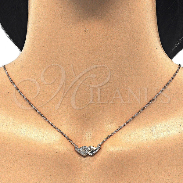 Collares con Dije 04.336.0080.1.16 Plata Rodinada, con Zirconia Cubica Blanca, Pulido, Tono Rosado (Grosor 02 MM, 16 Pulgadas de Largo)