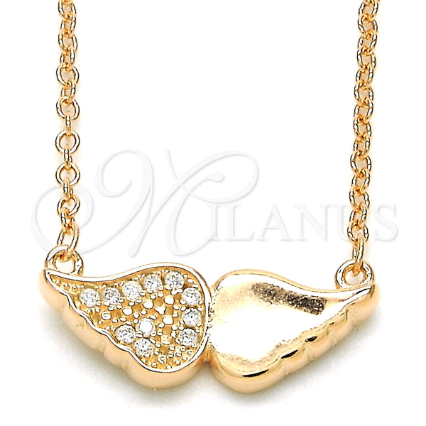 Collares con Dije 04.336.0080.1.16 Plata Rodinada, con Zirconia Cubica Blanca, Pulido, Tono Rosado (Grosor 02 MM, 16 Pulgadas de Largo)