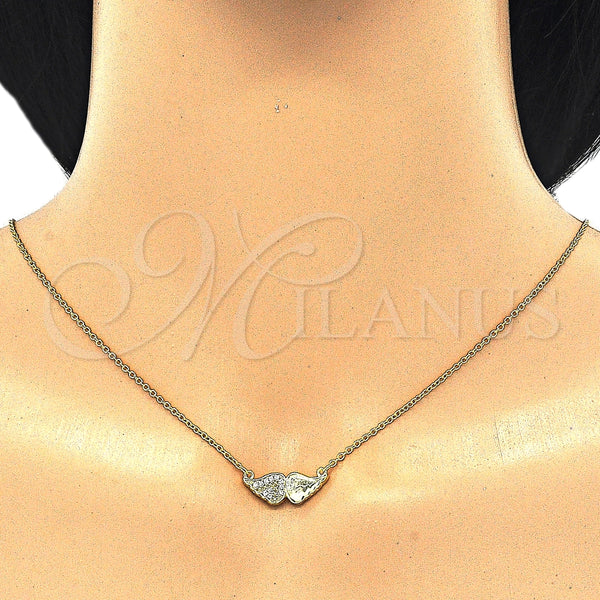 Collares con Dije 04.336.0080.2.16 Plata Rodinada, con Zirconia Cubica Blanca, Pulido, Tono Dorado (Grosor 02 MM, 16 Pulgadas de Largo)