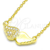 Collares con Dije 04.336.0080.2.16 Plata Rodinada, con Zirconia Cubica Blanca, Pulido, Tono Dorado (Grosor 02 MM, 16 Pulgadas de Largo)