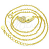 Collares con Dije 04.336.0080.2.16 Plata Rodinada, con Zirconia Cubica Blanca, Pulido, Tono Dorado (Grosor 02 MM, 16 Pulgadas de Largo)