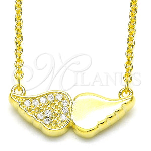 Collares con Dije 04.336.0080.2.16 Plata Rodinada, con Zirconia Cubica Blanca, Pulido, Tono Dorado (Grosor 02 MM, 16 Pulgadas de Largo)