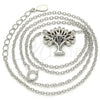 Collares con Dije 04.336.0083.16 Plata Rodinada, Diseño de Ãrbol, con Zirconia Cubica Blanca, Pulido, Rodinado (Grosor 01 MM, 16 Pulgadas de Largo)
