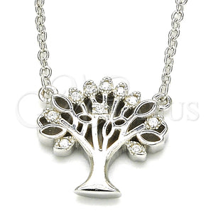 Collares con Dije 04.336.0083.16 Plata Rodinada, Diseño de Ãrbol, con Zirconia Cubica Blanca, Pulido, Rodinado (Grosor 01 MM, 16 Pulgadas de Largo)