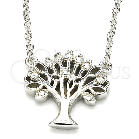 Collares con Dije 04.336.0083.16 Plata Rodinada, Diseño de Ãrbol, con Zirconia Cubica Blanca, Pulido, Rodinado (Grosor 01 MM, 16 Pulgadas de Largo)