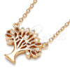 Collares con Dije 04.336.0083.1.16 Plata Rodinada, Diseño de Ãrbol, con Zirconia Cubica Blanca, Pulido, Tono Rosado (Grosor 01 MM, 16 Pulgadas de Largo)