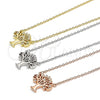Collares con Dije 04.336.0083.1.16 Plata Rodinada, Diseño de Ãrbol, con Zirconia Cubica Blanca, Pulido, Tono Rosado (Grosor 01 MM, 16 Pulgadas de Largo)