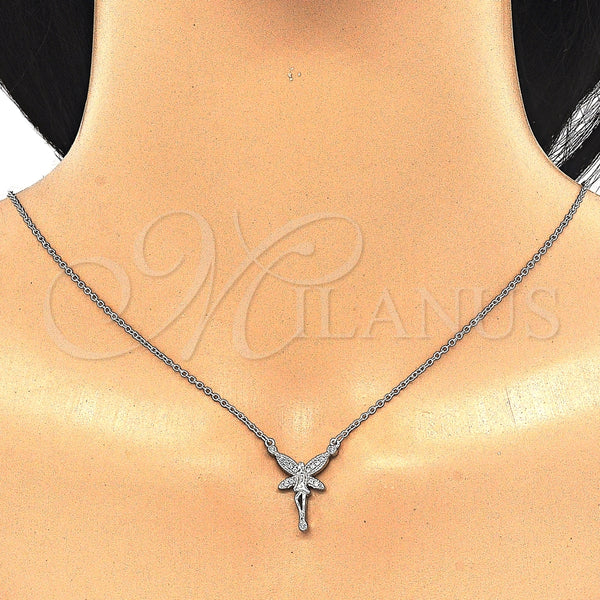 Collares con Dije 04.336.0084.16 Plata Rodinada, con Zirconia Cubica Blanca y Blanca, Pulido, Rodinado (Grosor 02 MM, 16 Pulgadas de Largo)