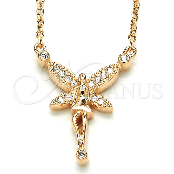 Collares con Dije 04.336.0084.1.16 Plata Rodinada, con Zirconia Cubica Blanca y Blanca, Pulido, Tono Rosado (Grosor 02 MM, 16 Pulgadas de Largo)