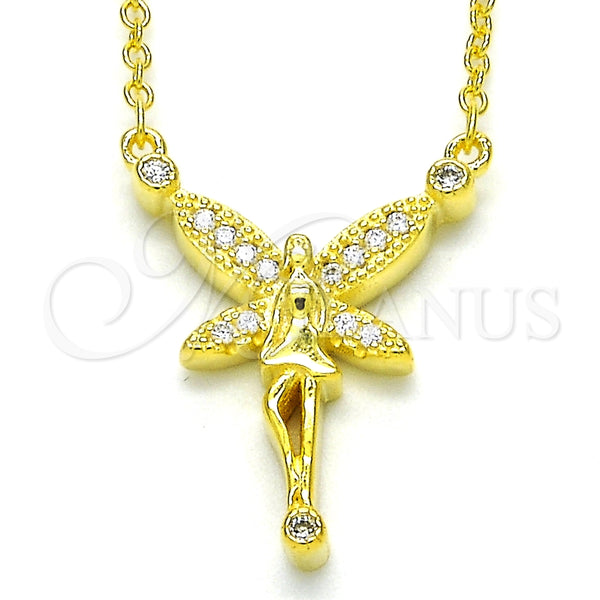 Collares con Dije 04.336.0084.2.16 Plata Rodinada, con Zirconia Cubica Blanca y Blanca, Pulido, Tono Dorado (Grosor 02 MM, 16 Pulgadas de Largo)