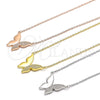 Collares con Dije 04.336.0085.2.16 Plata Rodinada, Diseño de Mariposa, con Blanca Zirconia Cubica, Pulido, Tono Dorado (01 MM Thickness, 16 Inches Length)