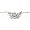 Collares con Dije 04.336.0086.16 Plata Rodinada, Diseño de Mariposa y Infinito, con Zirconia Cubica Blanca, Pulido, Rodinado (Grosor 02 MM, 16 Pulgadas de Largo)