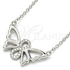 Collares con Dije 04.336.0086.16 Plata Rodinada, Diseño de Mariposa y Infinito, con Zirconia Cubica Blanca, Pulido, Rodinado (Grosor 02 MM, 16 Pulgadas de Largo)
