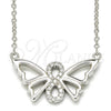 Collares con Dije 04.336.0086.16 Plata Rodinada, Diseño de Mariposa y Infinito, con Zirconia Cubica Blanca, Pulido, Rodinado (Grosor 02 MM, 16 Pulgadas de Largo)