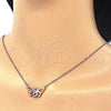 Collares con Dije 04.336.0086.1.16 Plata Rodinada, Diseño de Mariposa y Infinito, con Zirconia Cubica Blanca, Pulido, Tono Rosado (Grosor 02 MM, 16 Pulgadas de Largo)