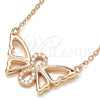 Collares con Dije 04.336.0086.1.16 Plata Rodinada, Diseño de Mariposa y Infinito, con Zirconia Cubica Blanca, Pulido, Tono Rosado (Grosor 02 MM, 16 Pulgadas de Largo)