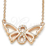 Collares con Dije 04.336.0086.1.16 Plata Rodinada, Diseño de Mariposa y Infinito, con Zirconia Cubica Blanca, Pulido, Tono Rosado (Grosor 02 MM, 16 Pulgadas de Largo)