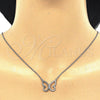Collares con Dije 04.336.0087.16 Plata Rodinada, Diseño de Mariposa, con Zirconia Cubica Blanca, Pulido, Rodinado (Grosor 01 MM, 16 Pulgadas de Largo)
