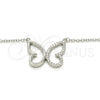 Collares con Dije 04.336.0087.16 Plata Rodinada, Diseño de Mariposa, con Zirconia Cubica Blanca, Pulido, Rodinado (Grosor 01 MM, 16 Pulgadas de Largo)
