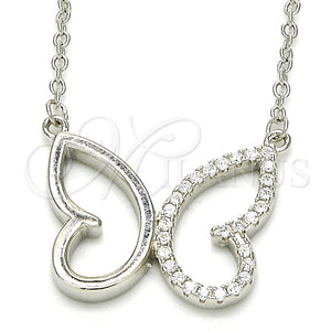 Collares con Dije 04.336.0087.16 Plata Rodinada, Diseño de Mariposa, con Zirconia Cubica Blanca, Pulido, Rodinado (Grosor 01 MM, 16 Pulgadas de Largo)