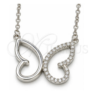 Collares con Dije 04.336.0087.16 Plata Rodinada, Diseño de Mariposa, con Zirconia Cubica Blanca, Pulido, Rodinado (Grosor 01 MM, 16 Pulgadas de Largo)