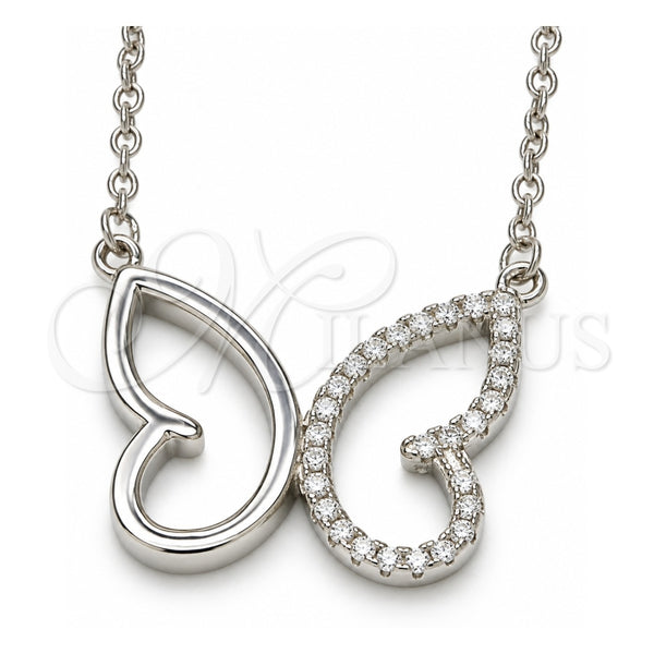 Collares con Dije 04.336.0087.16 Plata Rodinada, Diseño de Mariposa, con Zirconia Cubica Blanca, Pulido, Rodinado (Grosor 01 MM, 16 Pulgadas de Largo)