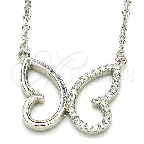 Collares con Dije 04.336.0087.16 Plata Rodinada, Diseño de Mariposa, con Zirconia Cubica Blanca, Pulido, Rodinado (Grosor 01 MM, 16 Pulgadas de Largo)