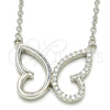 Collares con Dije 04.336.0087.16 Plata Rodinada, Diseño de Mariposa, con Zirconia Cubica Blanca, Pulido, Rodinado (Grosor 01 MM, 16 Pulgadas de Largo)