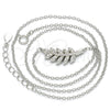 Collares con Dije 04.336.0088.16 Plata Rodinada, Diseño de Oja, con Zirconia Cubica Blanca, Pulido, Rodinado (Grosor 02 MM, 16 Pulgadas de Largo)