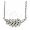 Collares con Dije 04.336.0088.16 Plata Rodinada, Diseño de Oja, con Zirconia Cubica Blanca, Pulido, Rodinado (Grosor 02 MM, 16 Pulgadas de Largo)
