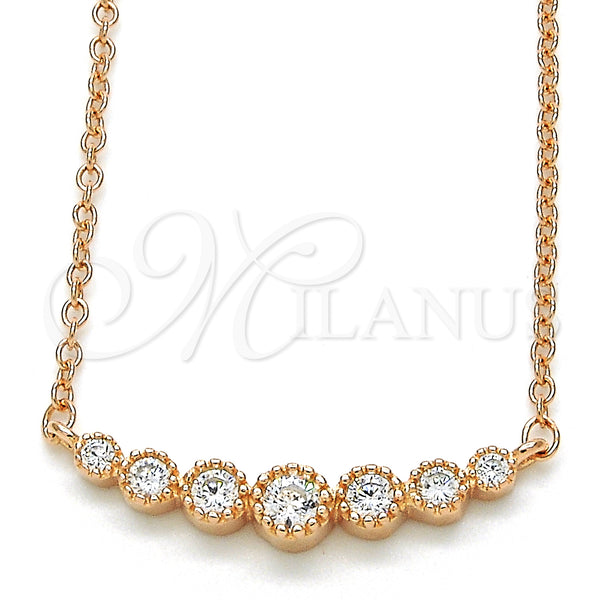 Collares con Dije 04.336.0089.1.16 Plata Rodinada, con Blanca Zirconia Cubica, Pulido, Tono Rosado (01 MM Thickness, 16 Inches Length)