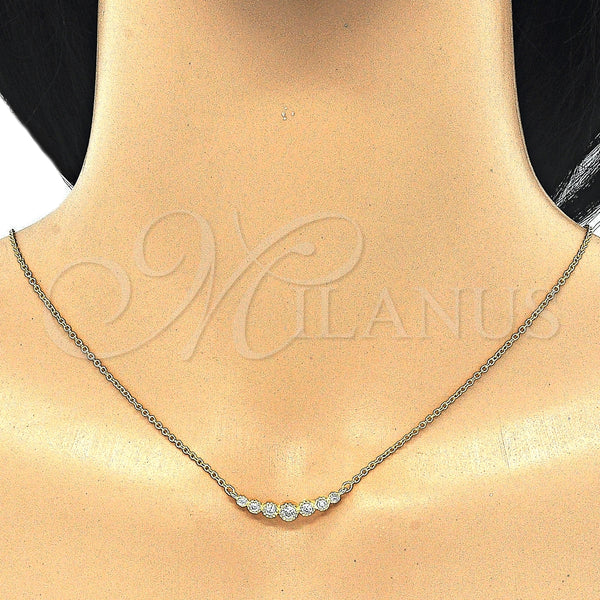 Collares con Dije 04.336.0089.2.16 Plata Rodinada, con Zirconia Cubica Blanca, Pulido, Tono Dorado (Grosor 02 MM, 16 Pulgadas de Largo)