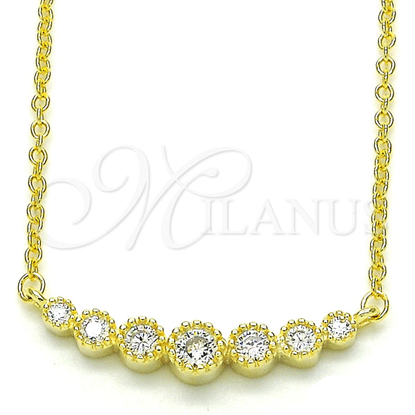 Collares con Dije 04.336.0089.2.16 Plata Rodinada, con Zirconia Cubica Blanca, Pulido, Tono Dorado (Grosor 02 MM, 16 Pulgadas de Largo)