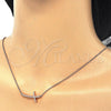 Collares con Dije 04.336.0090.1.16 Plata Rodinada, Diseño de Cruz, con Zirconia Cubica Blanca, Pulido, Tono Rosado (Grosor 01 MM, 16 Pulgadas de Largo)