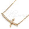 Collares con Dije 04.336.0090.1.16 Plata Rodinada, Diseño de Cruz, con Zirconia Cubica Blanca, Pulido, Tono Rosado (Grosor 01 MM, 16 Pulgadas de Largo)