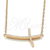 Collares con Dije 04.336.0090.1.16 Plata Rodinada, Diseño de Cruz, con Zirconia Cubica Blanca, Pulido, Tono Rosado (Grosor 01 MM, 16 Pulgadas de Largo)