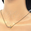 Collares con Dije 04.336.0090.2.16 Plata Rodinada, Diseño de Cruz, con Zirconia Cubica Blanca, Pulido, Tono Dorado (Grosor 01 MM, 16 Pulgadas de Largo)