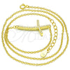 Collares con Dije 04.336.0090.2.16 Plata Rodinada, Diseño de Cruz, con Zirconia Cubica Blanca, Pulido, Tono Dorado (Grosor 01 MM, 16 Pulgadas de Largo)