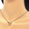 Collares con Dije 04.336.0091.1.16 Plata Rodinada, Diseño de Corazón, con Zirconia Cubica Blanca, Pulido, Tono Rosado (Grosor 02 MM, 16 Pulgadas de Largo)