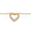 Collares con Dije 04.336.0091.1.16 Plata Rodinada, Diseño de Corazón, con Zirconia Cubica Blanca, Pulido, Tono Rosado (Grosor 02 MM, 16 Pulgadas de Largo)
