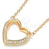 Collares con Dije 04.336.0091.1.16 Plata Rodinada, Diseño de Corazón, con Zirconia Cubica Blanca, Pulido, Tono Rosado (Grosor 02 MM, 16 Pulgadas de Largo)