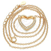 Collares con Dije 04.336.0091.1.16 Plata Rodinada, Diseño de Corazón, con Zirconia Cubica Blanca, Pulido, Tono Rosado (Grosor 02 MM, 16 Pulgadas de Largo)