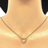 Collares con Dije 04.336.0091.2.16 Plata Rodinada, Diseño de Corazón, con Zirconia Cubica Blanca, Pulido, Tono Dorado (Grosor 02 MM, 16 Pulgadas de Largo)